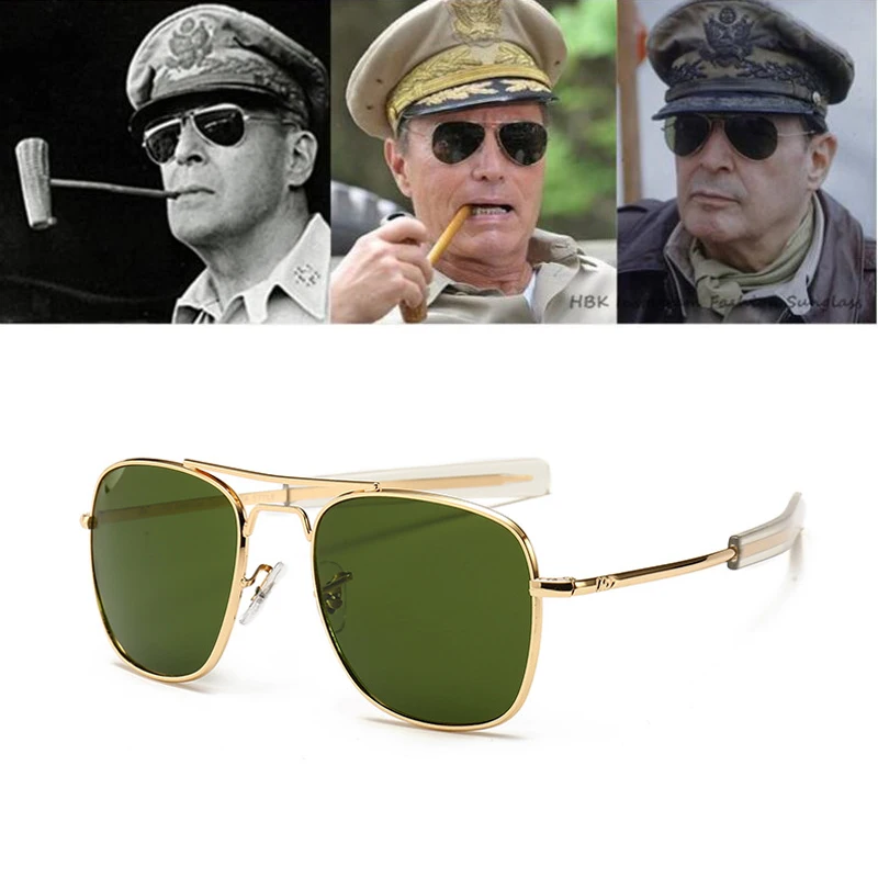 

Vintage fashion Aviation AO Sunglasses Men luxury Brand Designer Sun Glasses For Male American Army Military Optical Glass Lens