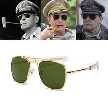 Moda vintage aviação ao óculos de sol dos homens marca de luxo designer óculos de sol para masculino exército americano militar lente vidro óptico