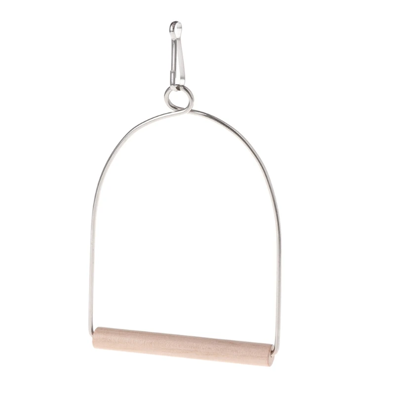 

Natural Wooden Birds Perch Parrots Hanging Swing Cage Toys Stand Holder Pendant