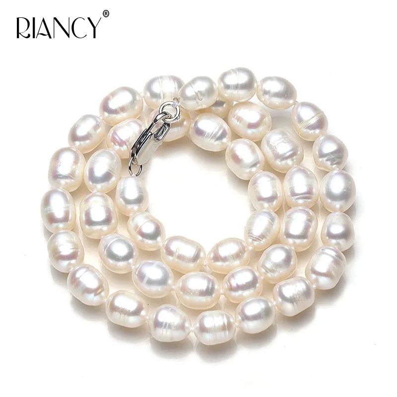 

Natural Pearl Necklace wholesale 7-8mm Freshwater Pearl Necklace Female 40cm 45cm 50cm 55cm 60cm Rice Pearl necklace for Mother