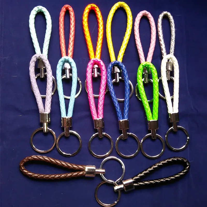 

2018 Fashion Leather Cord Knitting Key Chain Zinc Alloy Do Not Fade Charming Keychains Flash Bright Metal Chain Ring Selling!