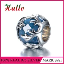 Подлинная серебряные бусины 925 пробы талисманы в виде северного оленя Кристалл бисера подходит браслет Европейский Berloque кулон Аутентичные ювелирные изделия