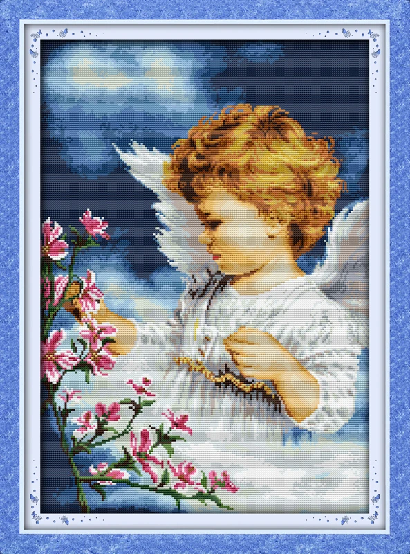

A lovely cherub girl Counted 11CT Printed 14CT DMC Cross Stitch Set DIY Chinese Cotton Cross-stitch Kit Embroidery Needlework