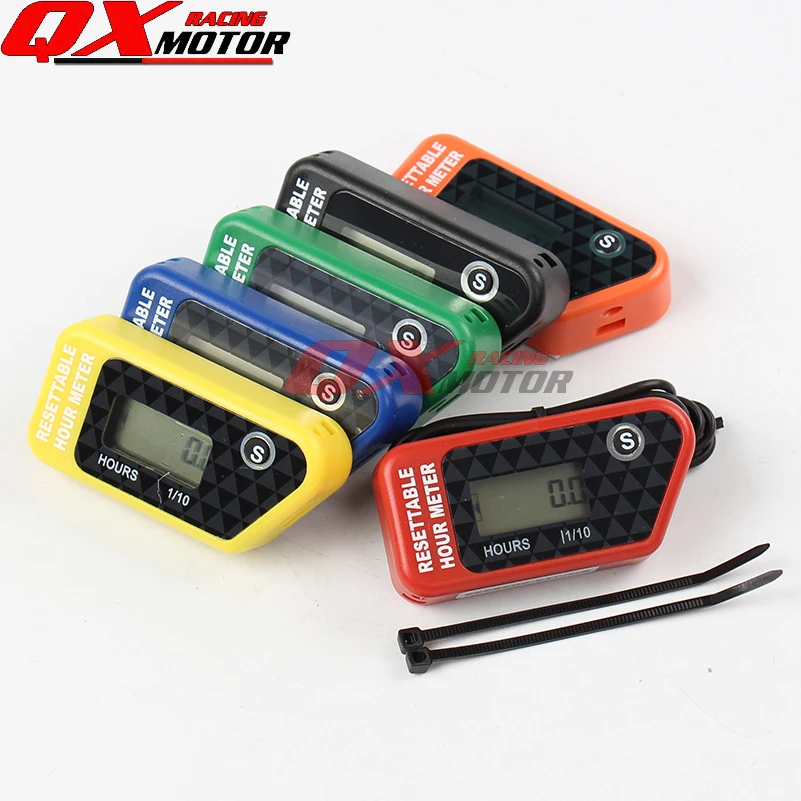 Digital Wireless Vibration Hour Meter Resettable Meter For Motorcycle ATV Dirt Bike Lawn Mower