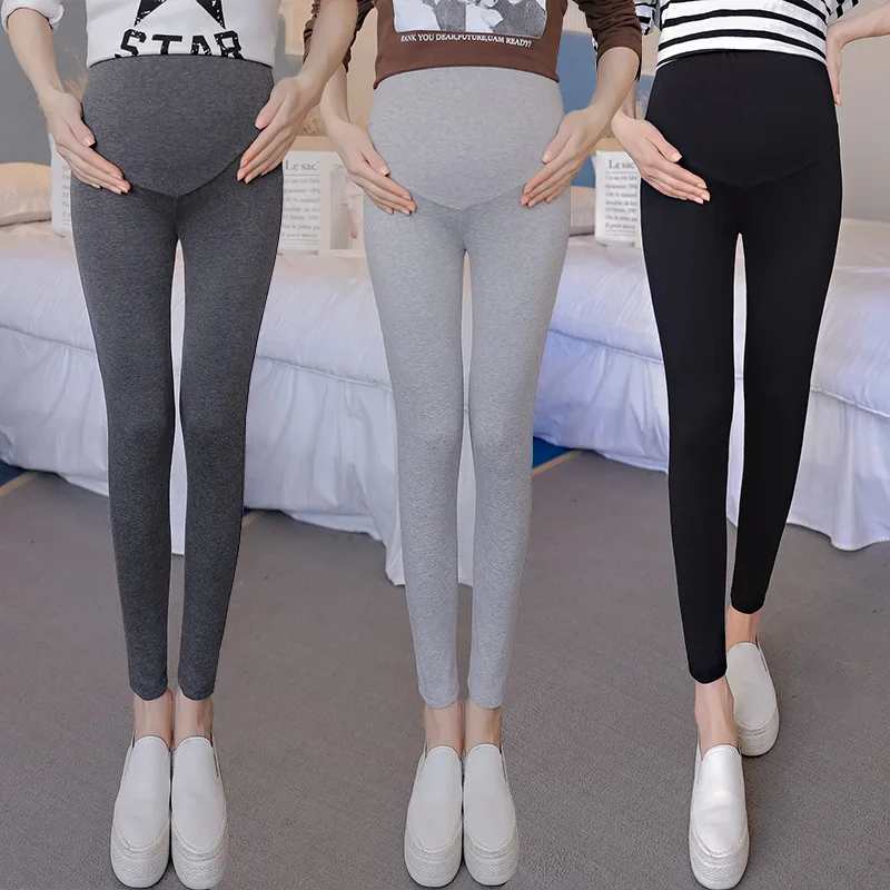 Трикотажные эластичные Леггинсы для беременных женщин, брюки для беременных, леггинсы с высокой талией, женские брюки, леггинсы для живота