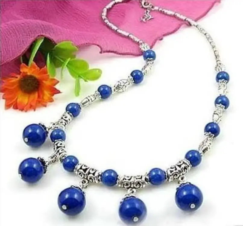 

NEW LOVELY LAPIS LAZULI PENDANTS & TIBET SILVER NECKLACE 18"AAA