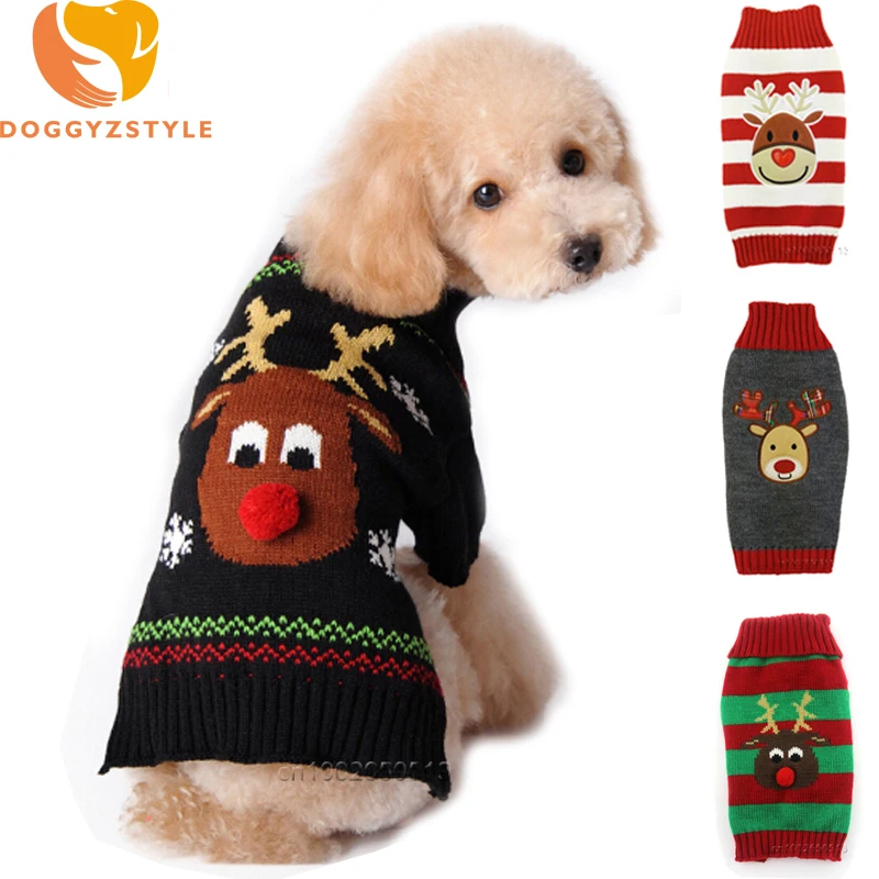 

Xmas Pet Dog Clothes Reindeer Design Sweater For Small Dogs Christmas Warm Puppy Coat Chihuahua knitwear Pullover Elk Costumes