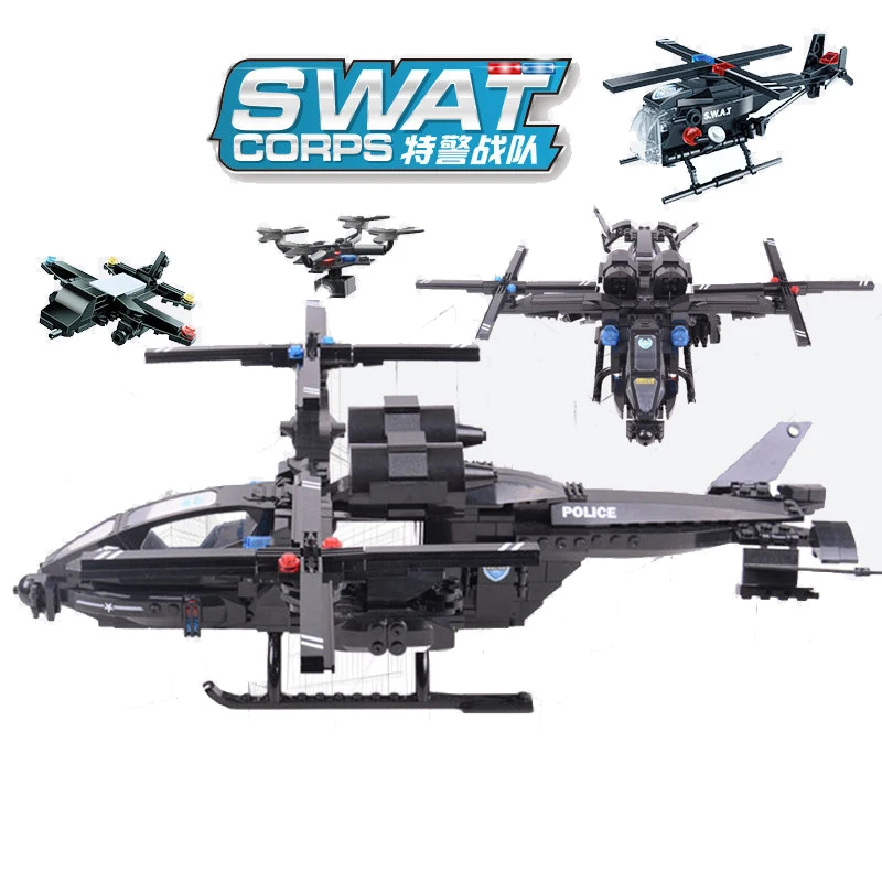 

542pcs Children's educational building blocks toy Compatible Legoings city SWAT Series Falcon Gunship DIY figures Bricks gifts