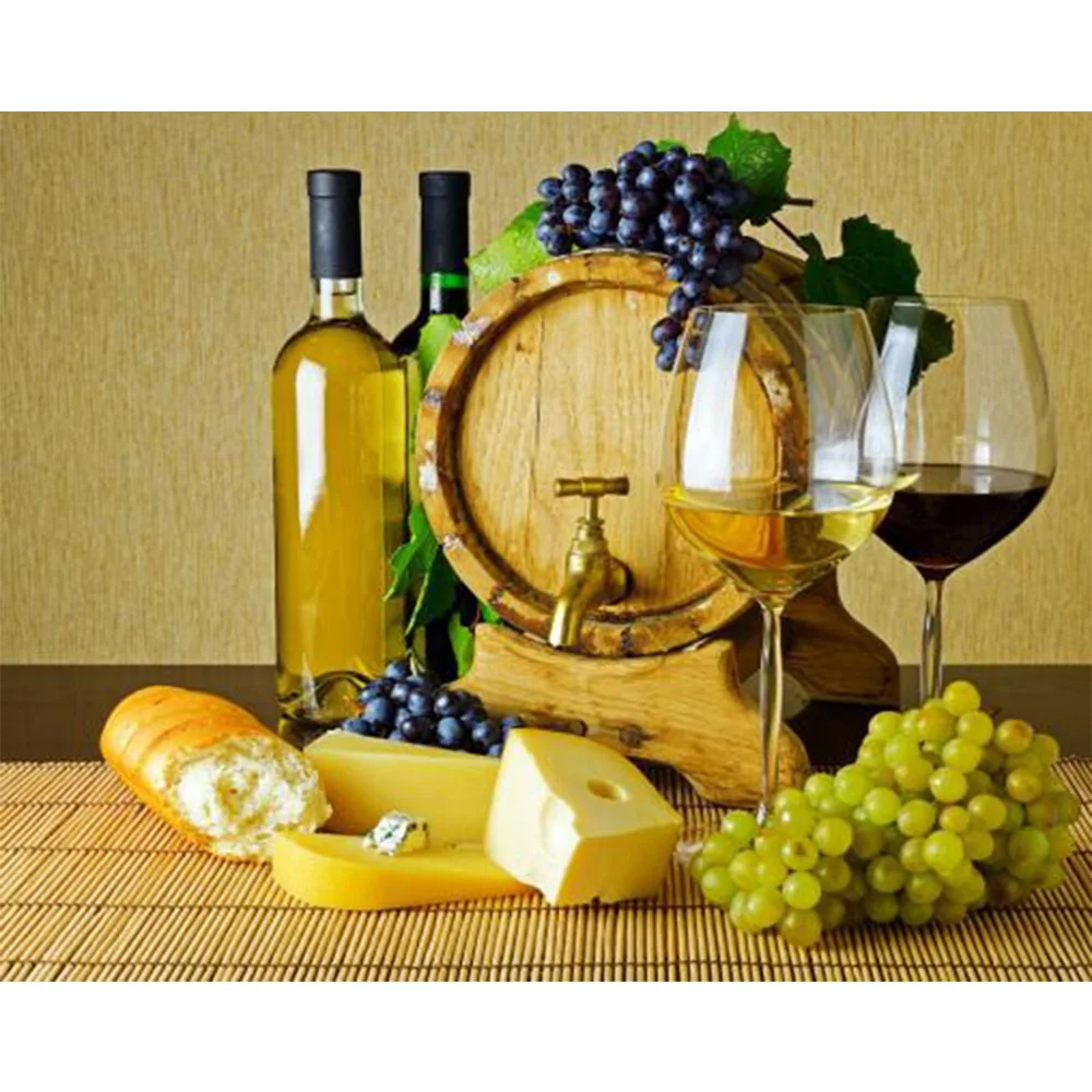 

Kai Ping Mei Park Diamond Embroidered Glasses and Fruit Grape Diamond Mosaic Digital Painting Decoration Kitchen Sticker YC23