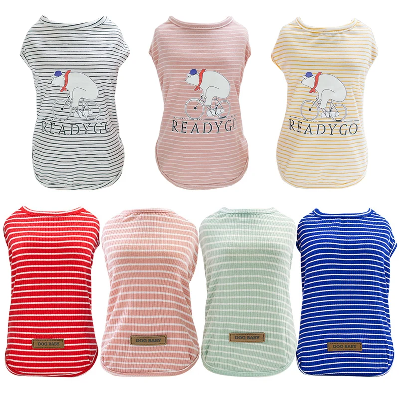 

Summer Pet Dog Clothes For Dogs Pets Clothing Stripe Dog Vest Shirt Puppy Pet Clothing For Small Dogs Costume Chihuahua Pug Vest