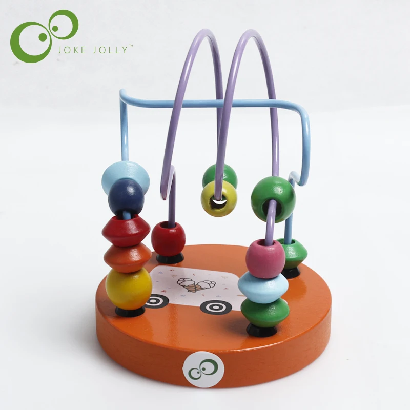 Kids Toddler Baby Colorful Wooden Mini Around Beads Wire Maze Educational Toyin Blocks from