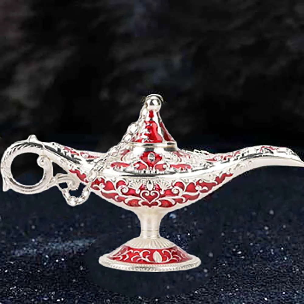 Russian Aladdin Lamp Hollow Aladdin Wishing Magic Lamp Zinc Alloy Wishing Tea Pot Retro Home Decoration Ornament Gifts