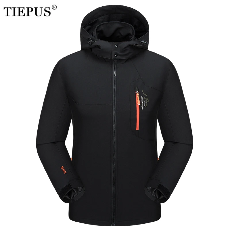 

TIEPUS spring and autumn new casual jacket men's hooded soft shell waterproof windbreaker men's brand jacket plus size L-7XL 8XL