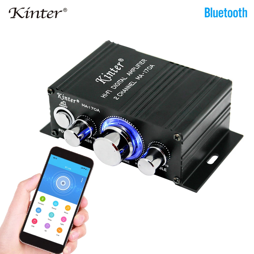 Kinter MA 170A мини усилитель аудио 2.0CH DC12V play стерео звук басы тройной контроль в