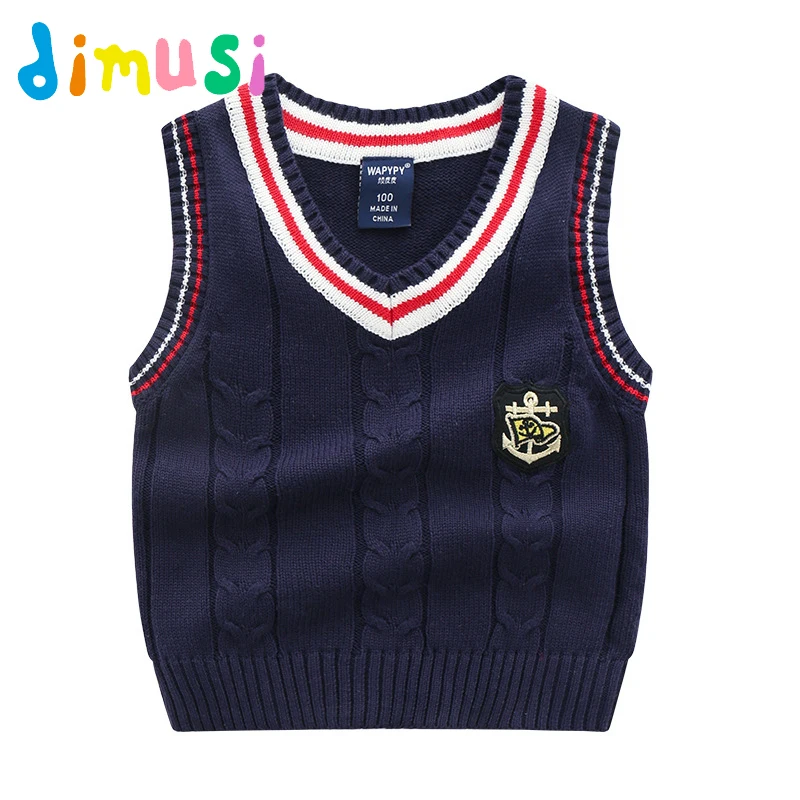 

DIMUSI Autumn sweater vest boys 100% Cotton Warm knitted Vest Waistcoat Children sleeveless sweater pullover BC147