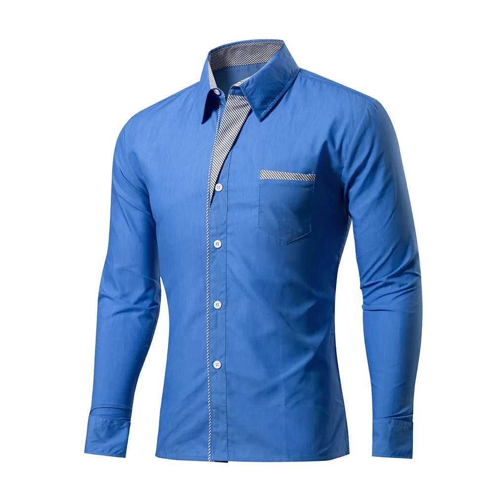 MOON 4XL новая модная брендовая мужская рубашка Camisa Masculina с длинным рукавом, Корейская приталенная дизайнерская официальная повседневная мужская рубашка, CS-024 - Цвет: sky blue