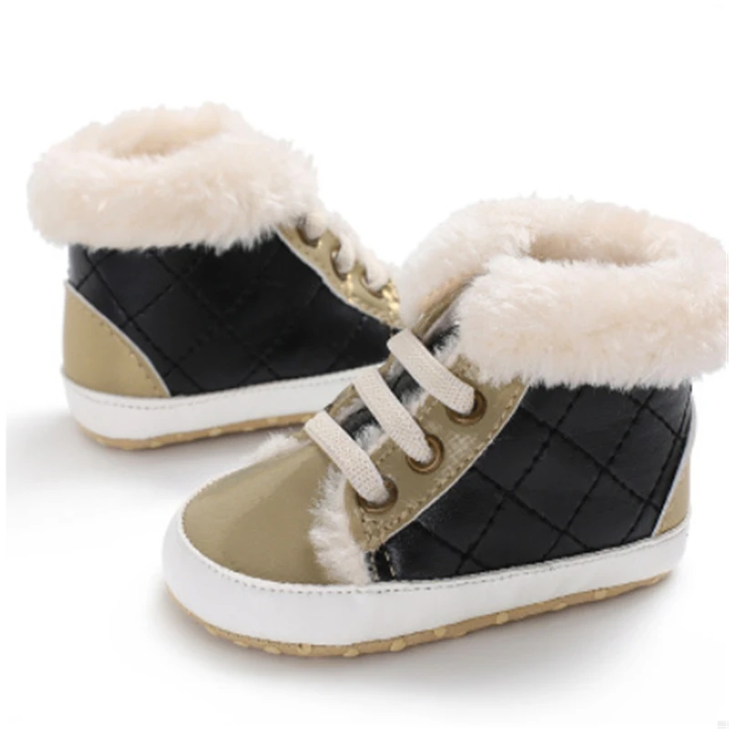 Hot Toddler Baby Girl Boys Winter Fur Warm Shoes Soft Cotton Boots