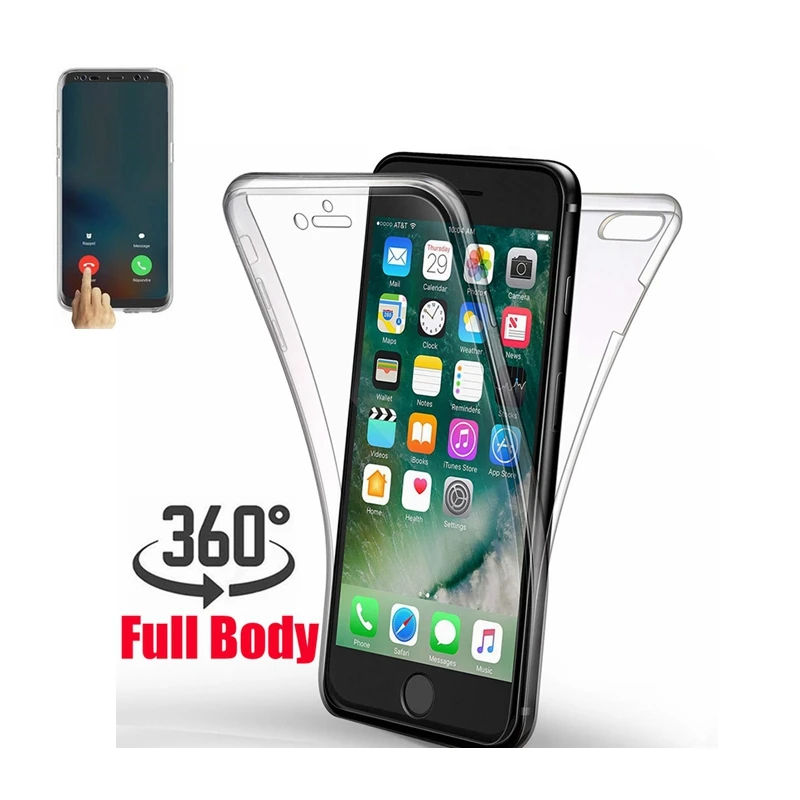 Double Silicone Case For iphone 5 5S 6 7 8 plus 360 Protective Case tpu case for iphone X XR XS MAX Back cover front cover