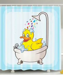 Занавеска для душа мультфильм милый Желтая резиновая утка печать водонепроницаемый с защитой от плесени полиэфирная ткань для ванной
