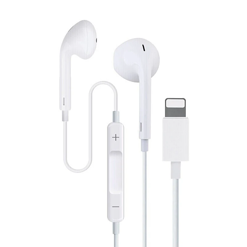 Высокое качество без Bluetooth Проводные стерео наушники гарнитура с подсветкой с микрофоном для Apple iPhone 8 7 Plus X XS MAX XR - Цвет: White