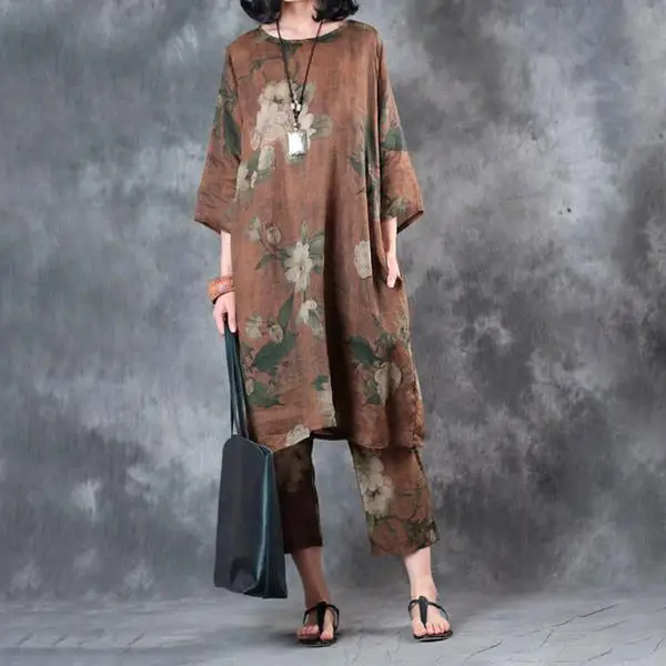 BUYKUD Summer Pants Women Print Pantalon Femme Linen Casual Loose Pants Women Ladies Trousers  (2)