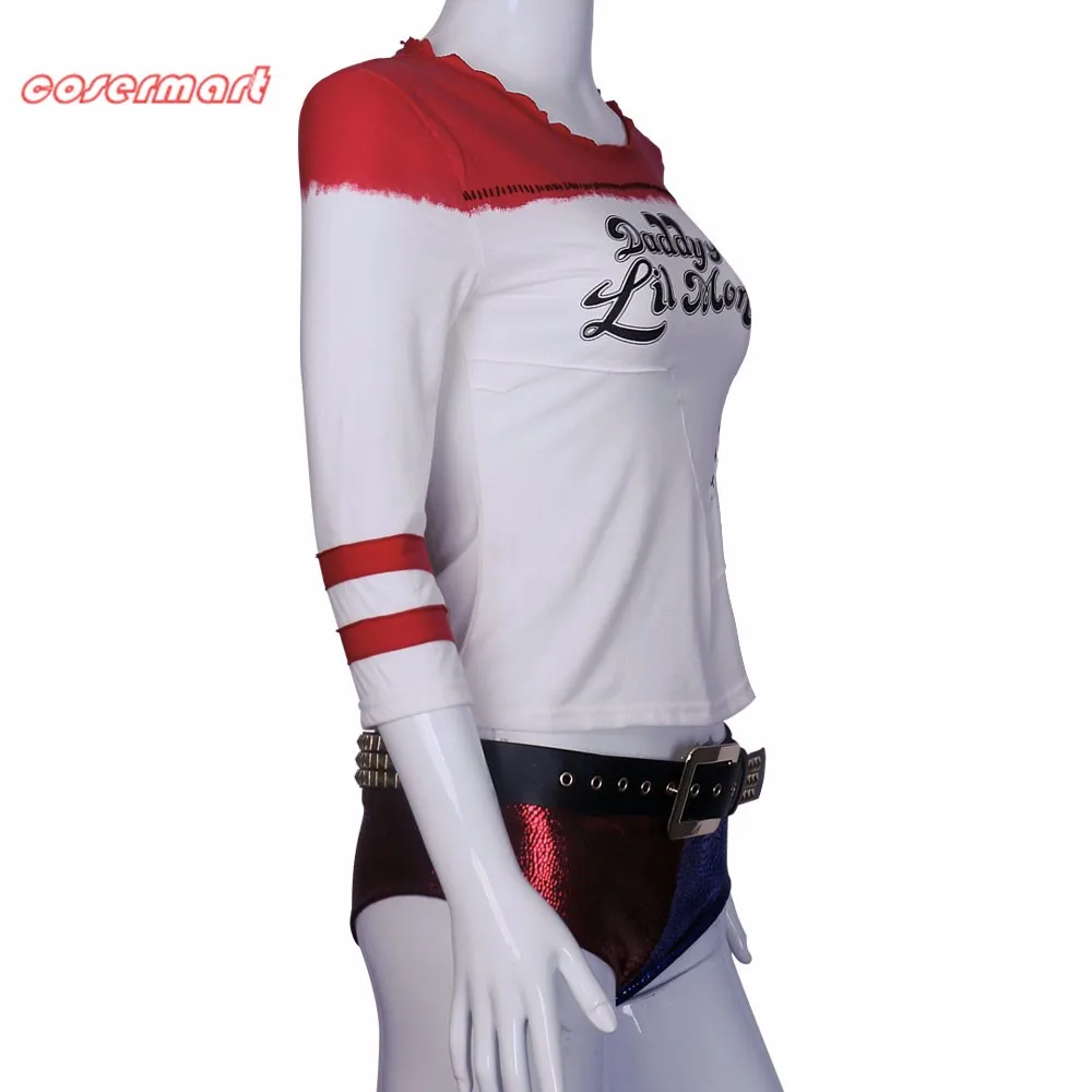 2016 Movie Cosplay Suicide Squad Harley Quinn Costume T Shirt Daddy's Lil Monster  Without Holes Joker Cosplay Costumes Full Set (2)