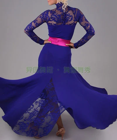 

Women Sexy Big Pendulum Women Sexy lace High collar Ballroom Dance Competition Dresses Female Modern Waltz Tango Standard Dress