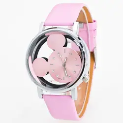 Модный Микки Маус часы для мужчин Wo для мужчин s повседневное Классические кварцевые нержавеющая сталь наручные часы браслет часы Femme