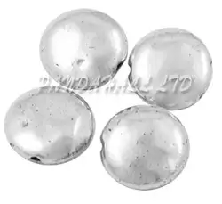 Тибетское серебро Бусины, свинца и Никель бесплатно и кадмия, Плоские Круглые, старинное серебро, около 9 мм в диаметре, 4 мм толщиной