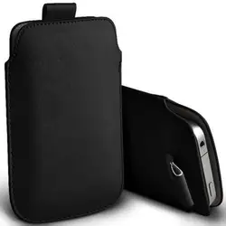 Luxury Leather Pull & Push Tab Smartphone Case Cover for 150X86MM (Black)