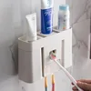 Convenient Magnetic Toothbrush Holder Save Space Storage Dust-proof Bathroom Accessories Automatic Durable Toothpaste Dispenser 4