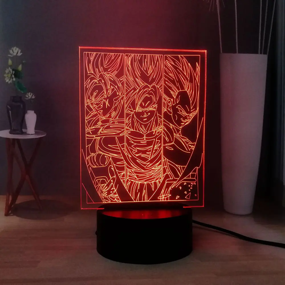 3D Визуальный светодиодный ночник Dragon Ball Comics Goku USB переключатель детская