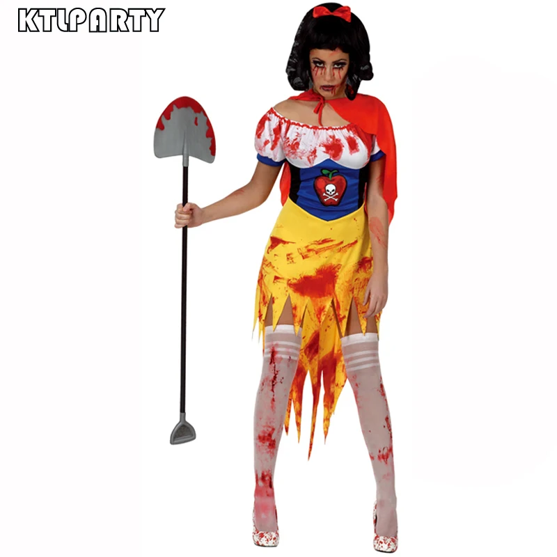 

Women Halloween party blood snow white princess dress costume cape Zombie School Uniforms Vampire Horrible Clothing for adult