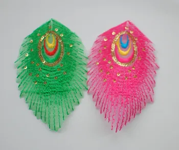 

FREE SHIPPING stage costume decoration accessories,computer embroidery peacock Phoenix tail pyrographic applique,XERY13586