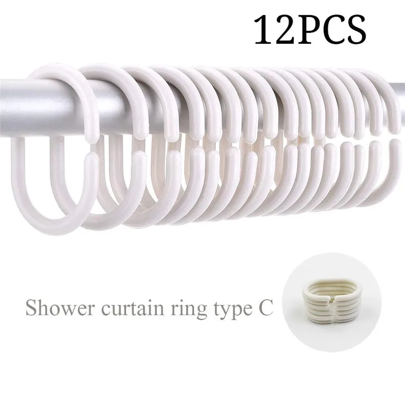 12 PCS Hanger Hook Flexible Shower Curtain Rings Hanger Clear Silicone Rubber Home Decoration Cocina 30FY2603