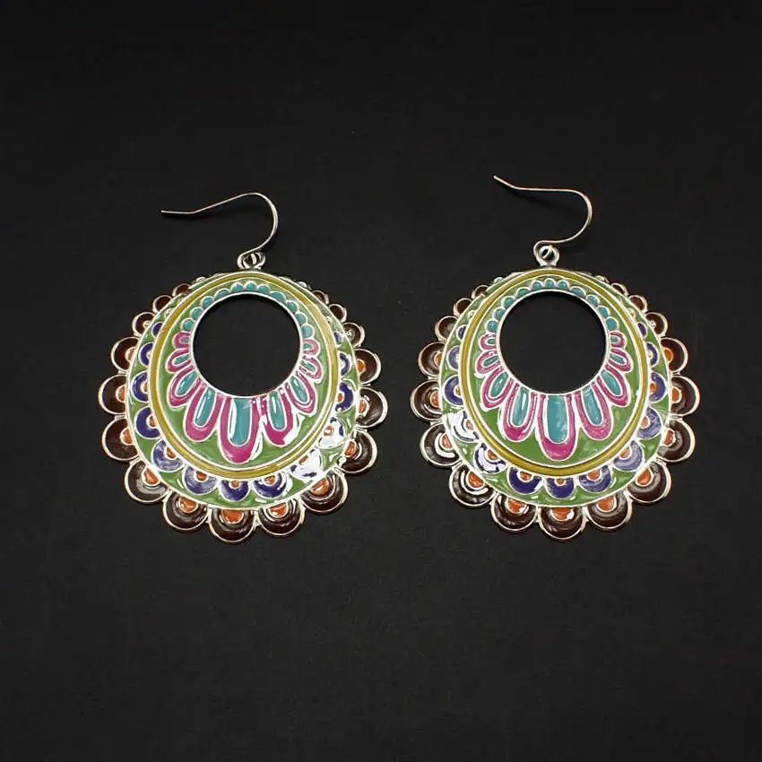 MANILAI Fashion Bohemia Exaggerated Dangle Earring Fashion 50mm Coloured Flower Eardrop Women Ethnic Earrings Cheap Price FE089