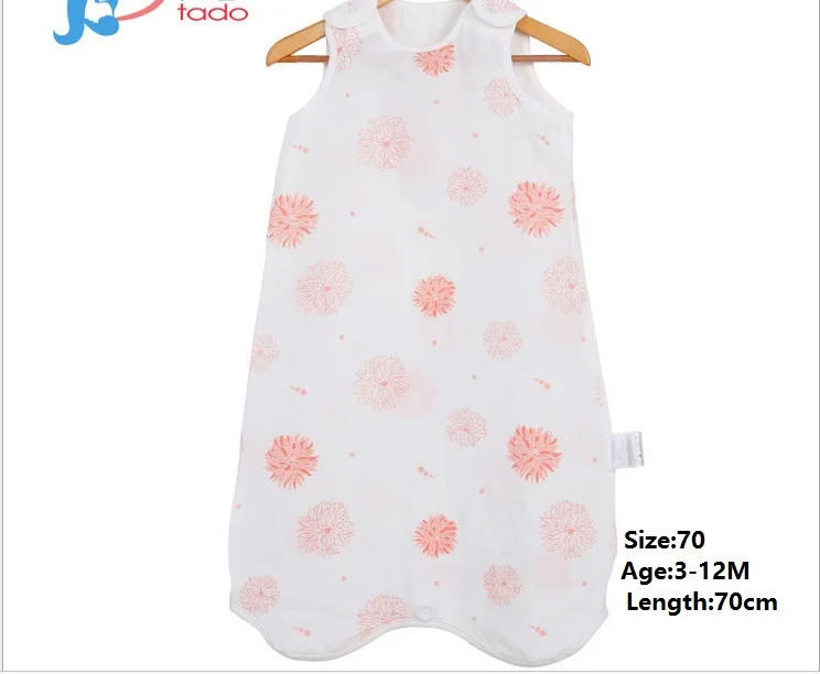 Муслиновый хлопковый спальный мешок для малышей от 0 до 4 лет, спальный мешок без рукавов для малышей, спальный мешок для детей, детская одежда для сна - Цвет: floral 70