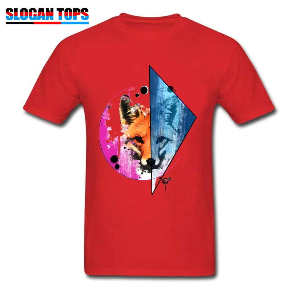 Fox in Style All Cotton Tees for Men Normal T Shirts Design Graphic O Neck Tops Shirt Short Sleeve Drop Shipping Fox in Style red