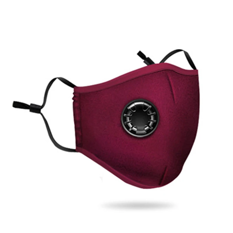 Cotton PM2.5 Anti Haze Mask Air Pollution Face Mask With 2 Filter And Breathing Valve Haze Dust Filtration - Цвет: Wine