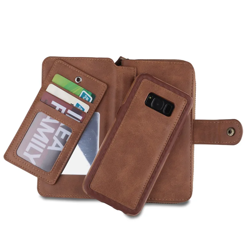 Carteira de Couro Case para Samsung Luxo Zíper Galaxy s8 s9 S10 S20 Plus Capa Bolsa Multi Slots Cartão s7 S7edge 17 Cheap Estojos p carteira