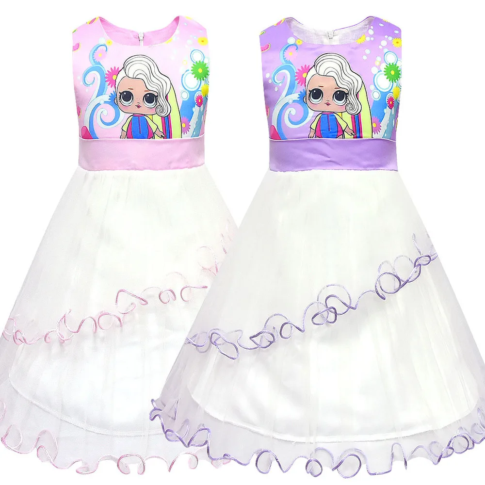 

New Year LOL doll quality cotton gauze zipper sleeveless round neck fit fluffy girl princess dress upscale festive ball gown