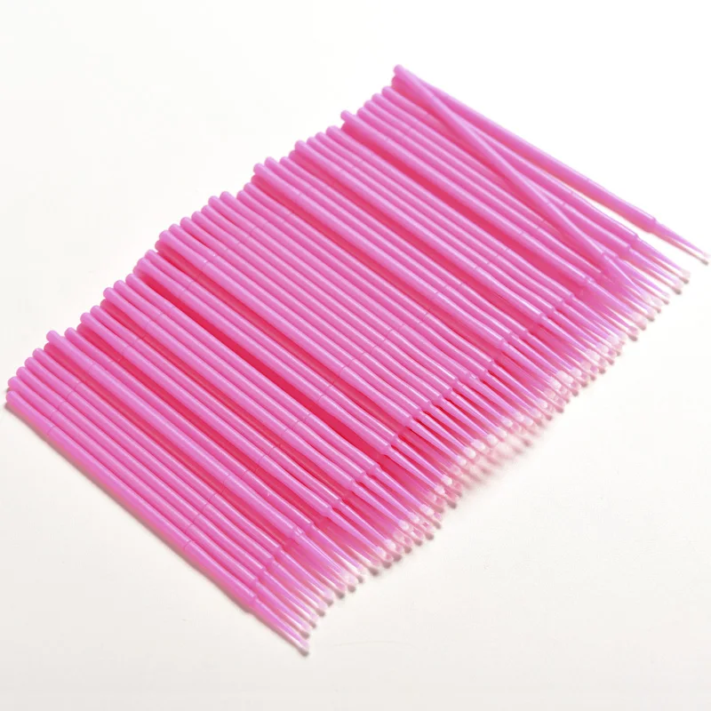 100 шт безворсовые одноразовые кисти для макияжа индивидуальные инструменты для удаления ресниц тампоны микрощетки инструменты для наращивания ресниц 6 цветов - Handle Color: Pink XL
