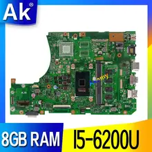 X556UAM Материнская плата ноутбука DDR4 8 Гб Оперативная память I5-6200U для ASUS X556U X556UJ X556UB X556UF X556UV X556UQ X556UQK материнская плата Тесты ОК