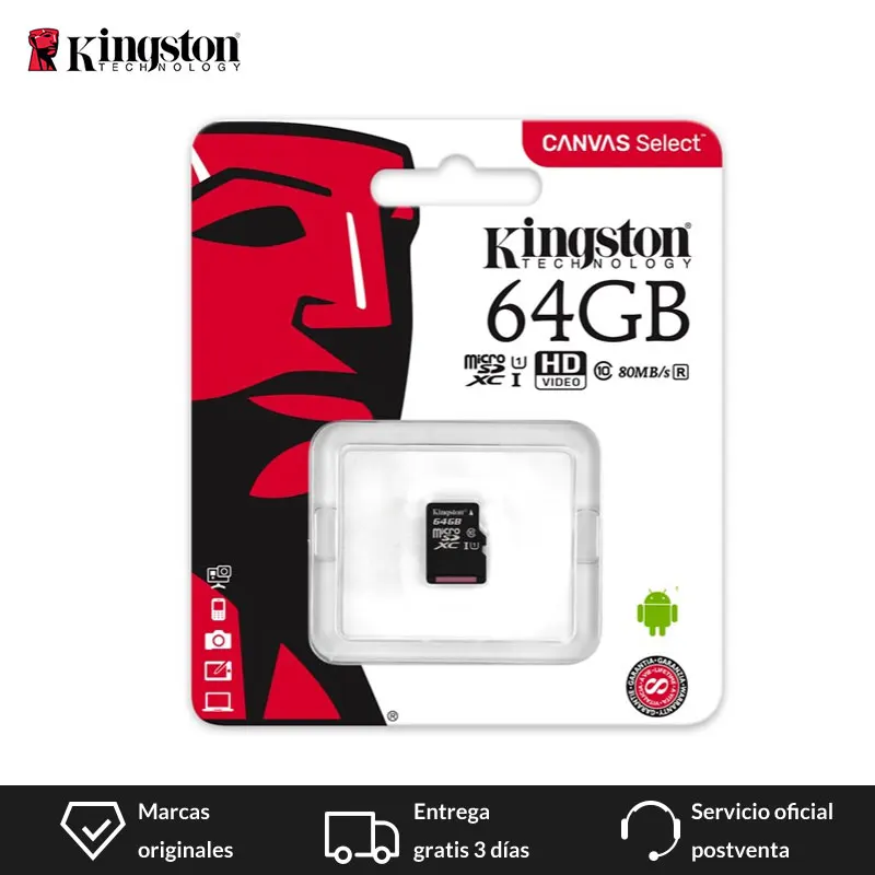 Kingston Технология холст выберите 64 GB 16 GB 32 GB 128 GB microSD карты памяти класса 10 UHS-I модуль памяти TransFlash 80 МБ/с. чтения карт Micro sd