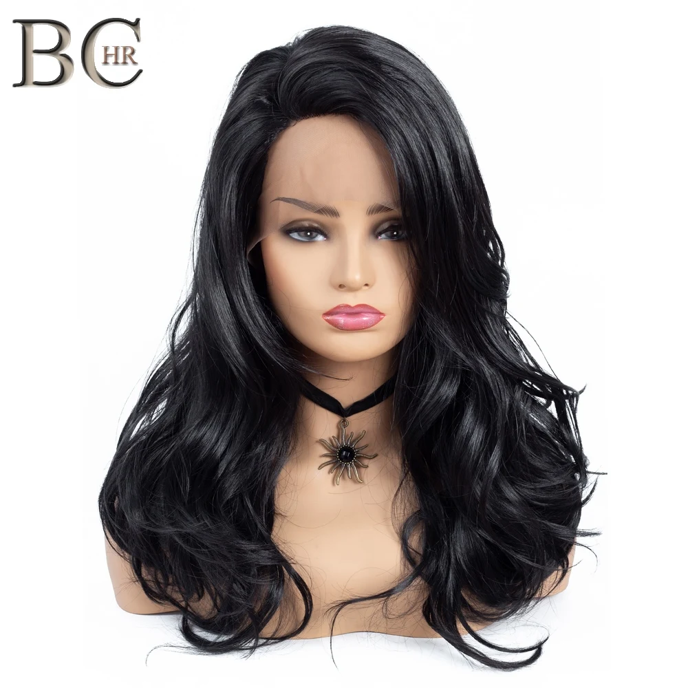

BCHR Long Wave 13*4 Lace Front Wig Black Synthetic Wigs for Women Glueless Side Part Lace Hair Wig