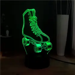 Новинка ролики с подсветкой коньки 3D RGB декор дома Спальня 7 цветов изменить Иллюзия USB База настольный ночник Настроение лампы праздник