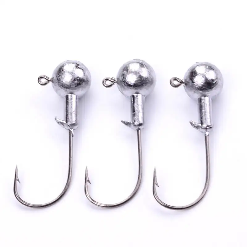 50pcs Soft Worm Bass Jig Hooks 1g,3.5g,5g,7g,10g weight Lead Head Fishing Hook Jig Fishhook Saltwater Freshwater weihefishing