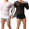 Men's Sexy T-Shirts Mesh Tee Shirt Undershirt Homme Long Sleeves Men T Shirts Male Transparent See through Shirts Casual ► Photo 1/6