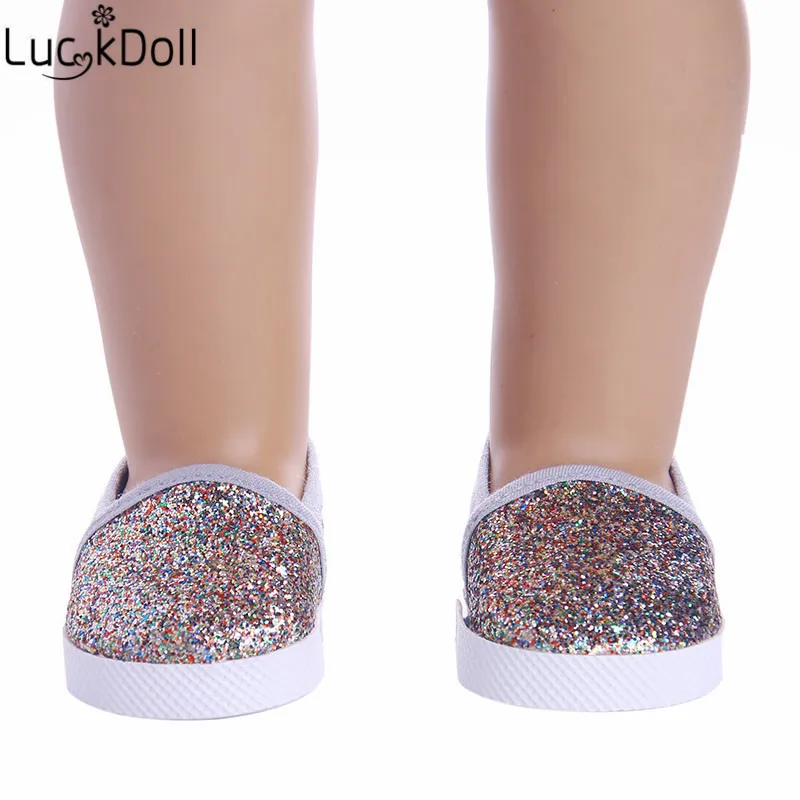 Luckdoll и блестками; повседневная обувь в кукольном стиле; подходят 18-дюймовые американские кукольные аксессуары самая лучшая игрушка в подарок для детей