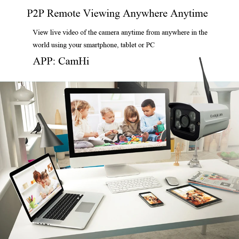 Tanie Evolylcam HD 1080P kamera IP WiFi P2P Onvif 720P 960P kamera do monitoringu cctv bezprzewodowa kamera monitorująca Micro karta sd tf kamera